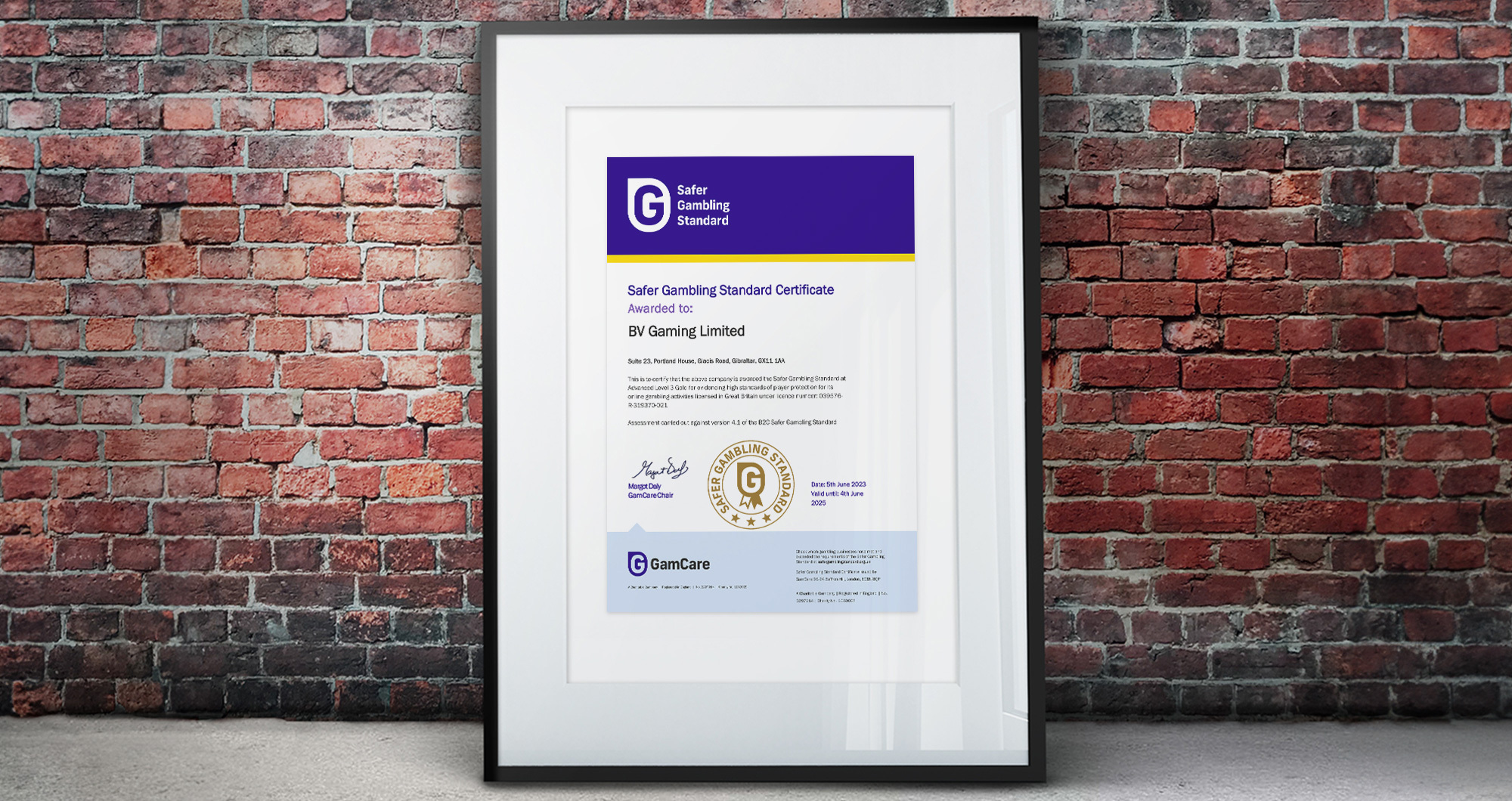 BVGroup Achieves Safer Gambling Standard Certification Advanced Gold Level 3